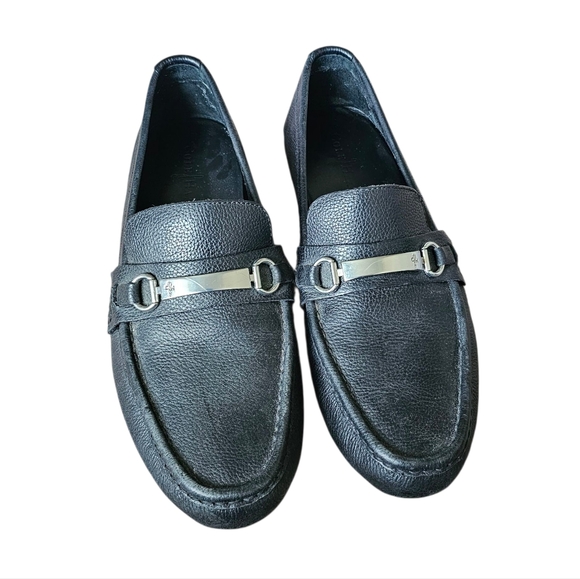 Cole Haan Black Leather Slip On Loafers with Silver Accent Size 12 - Picture 2 of 7